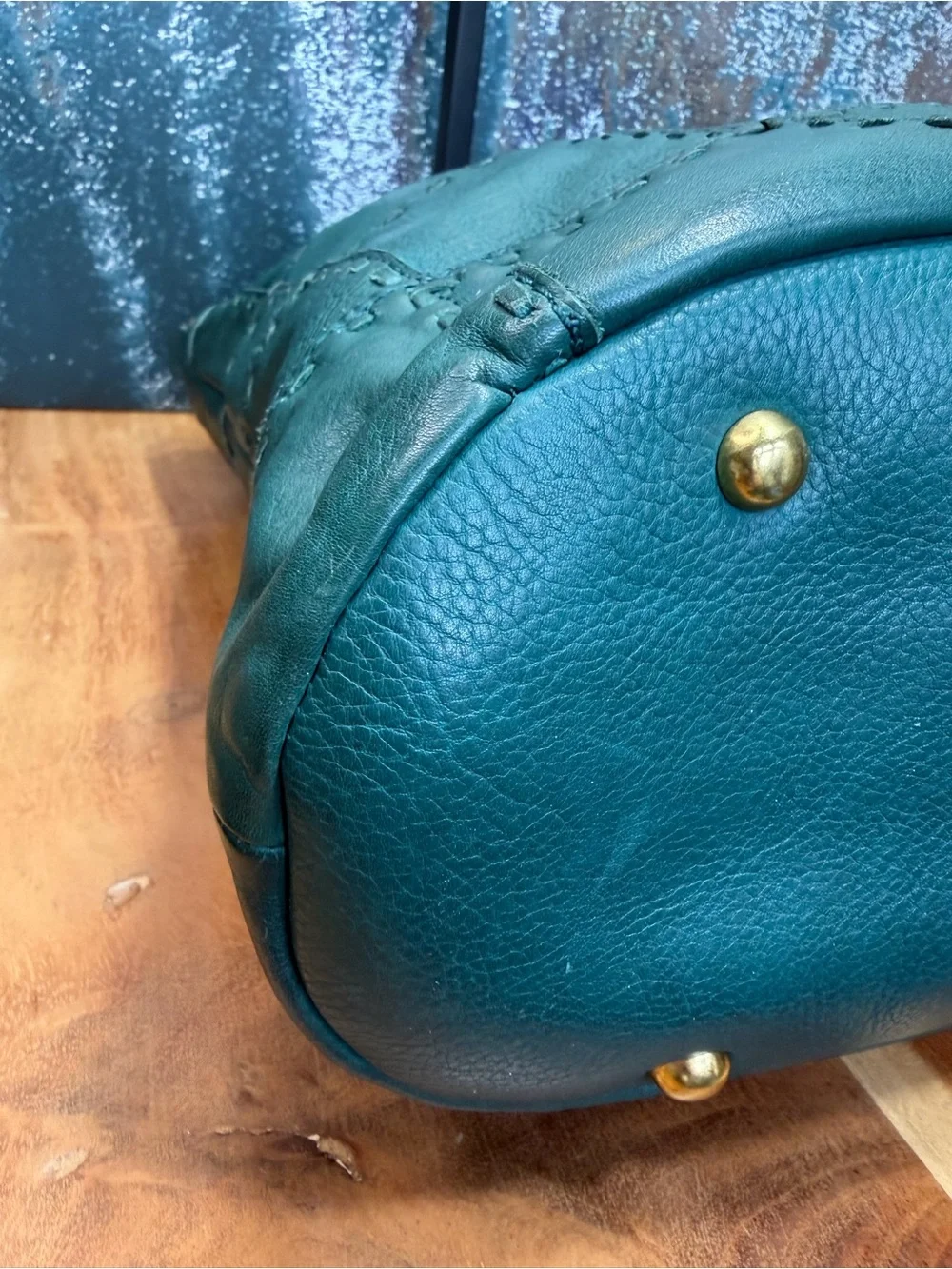 American Leather Co Boho Hunter Green Patchwork Leather Satchel/Crossbody (EUC)